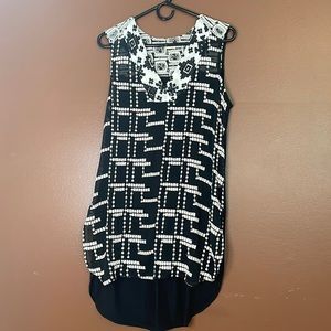 Anthropologie Tiny black and cream embroidered tunic